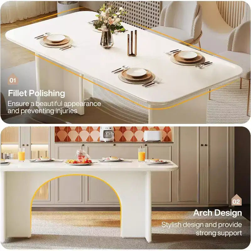 Tavolo da Pranzo Moderno Nero per 4-6 Persone, Tavolo da Cucina Rettangolare Grande da 63" con Gambe ad Arco, per Sala da Pranzo