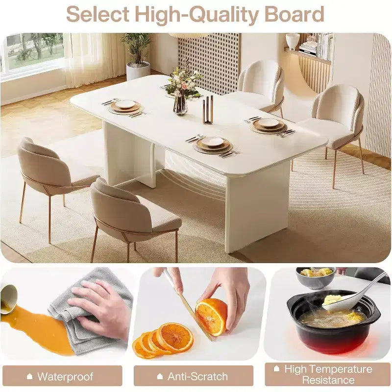 Tavolo da Pranzo Moderno Nero per 4-6 Persone, Tavolo da Cucina Rettangolare Grande da 63" con Gambe ad Arco, per Sala da Pranzo
