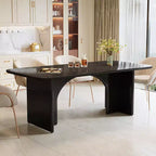 Tavolo da Pranzo Moderno Nero per 4-6 Persone, Tavolo da Cucina Rettangolare Grande da 63" con Gambe ad Arco, per Sala da Pranzo