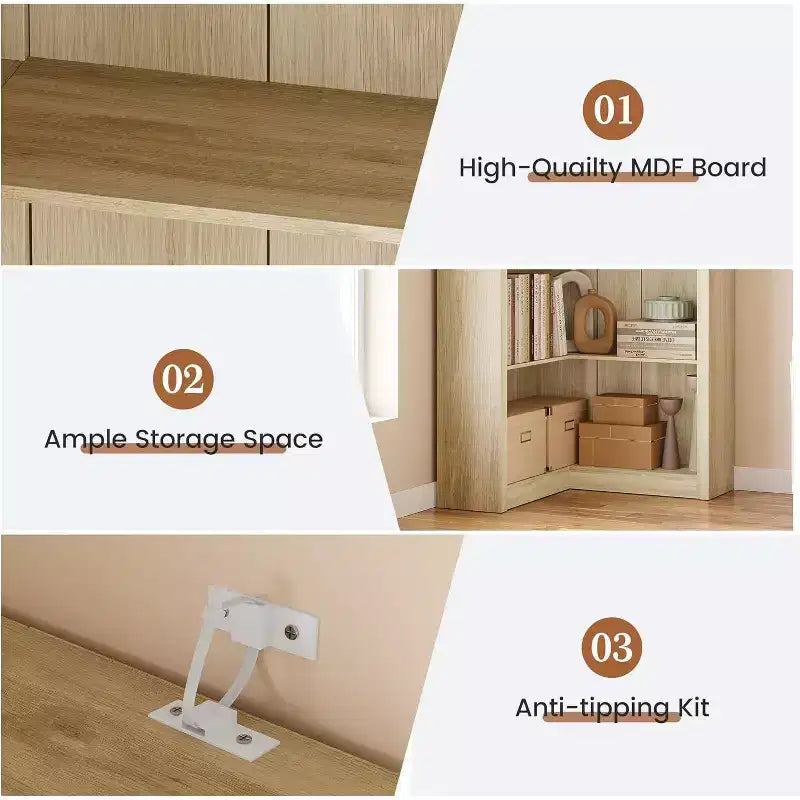 Libreria ad Angolo, Scaffale ad Angolo Rustico da 182 cm, Libreria a L Grande, Scaffale Espositivo a 5 Livelli, Librerie Robuste per la Casa
