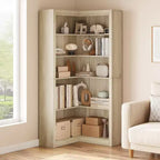 Libreria ad Angolo, Scaffale ad Angolo Rustico da 182 cm, Libreria a L Grande, Scaffale Espositivo a 5 Livelli, Librerie Robuste per la Casa
