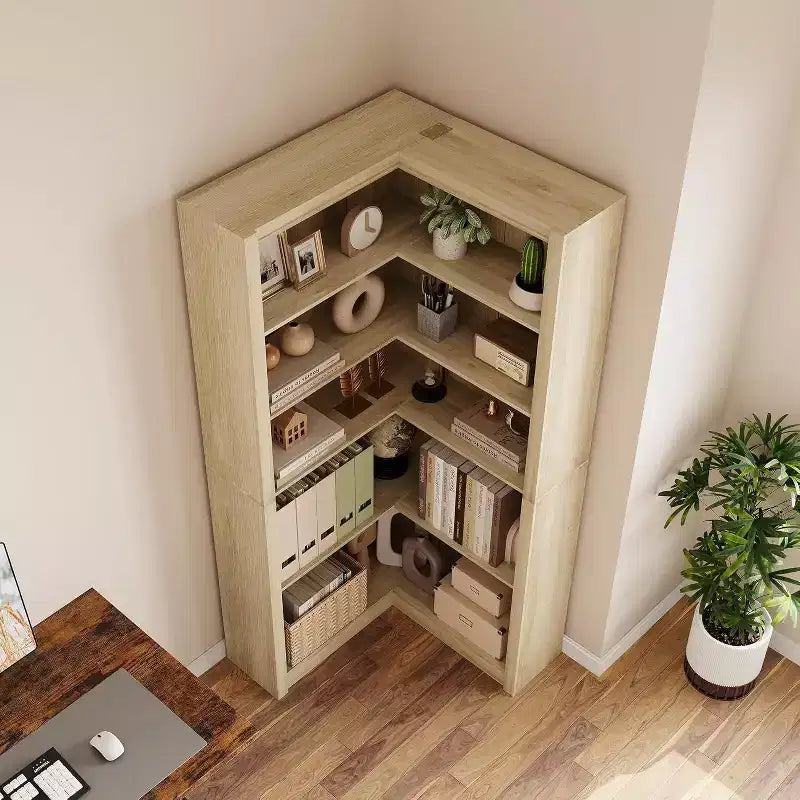 Libreria ad Angolo, Scaffale ad Angolo Rustico da 182 cm, Libreria a L Grande, Scaffale Espositivo a 5 Livelli, Librerie Robuste per la Casa