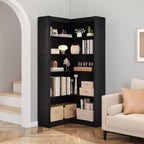 Libreria ad Angolo, Scaffale ad Angolo Rustico da 182 cm, Libreria a L Grande, Scaffale Espositivo a 5 Livelli, Librerie Robuste per la Casa