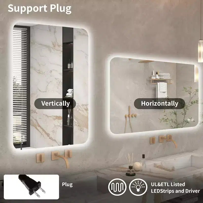 Specchio da Bagno Rettangolare Retroilluminato 24 x 36