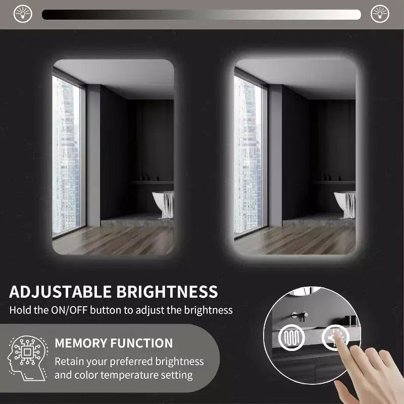 Specchio da Bagno Rettangolare Retroilluminato 24 x 36