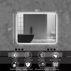 Specchio da Bagno Rettangolare Retroilluminato 24 x 36
