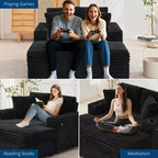 Divano Lounge Comfy Indoor in Velluto a Coste con Stazione di Ricarica, Portabicchieri e Cuscini Decorativi, Comodo Divano Letto per Soggiorno, Camera da Letto e Appartamenti