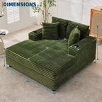 Divano Lounge Comfy Indoor in Velluto a Coste con Stazione di Ricarica, Portabicchieri e Cuscini Decorativi, Comodo Divano Letto per Soggiorno, Camera da Letto e Appartamenti