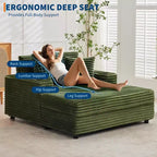 Divano Lounge Comfy Indoor in Velluto a Coste con Stazione di Ricarica, Portabicchieri e Cuscini Decorativi, Comodo Divano Letto per Soggiorno, Camera da Letto e Appartamenti