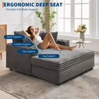 Divano Lounge Comfy Indoor in Velluto a Coste con Stazione di Ricarica, Portabicchieri e Cuscini Decorativi, Comodo Divano Letto per Soggiorno, Camera da Letto e Appartamenti