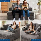 Divano Lounge Comfy Indoor in Velluto a Coste con Stazione di Ricarica, Portabicchieri e Cuscini Decorativi, Comodo Divano Letto per Soggiorno, Camera da Letto e Appartamenti