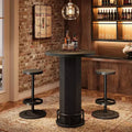 Tavolo rotondo da bar con sedie, set da bistrot con 2 sgabelli da bar, tavolo da cocktail da pub con poggiapiedi ad anello in metallo per angolo cottura, appartamento