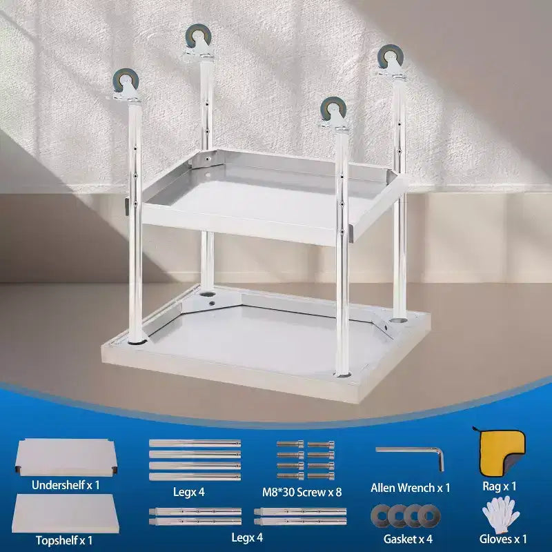 Tavolo da Lavoro in Acciaio Inox (con Ruote Bloccabili), Tavolo Utilità/Preparazione in Metallo a 2 Ripiani con Ripiano Inferiore Regolabile per Cucina Ristorante