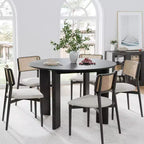 MAYEERTY 45 Wood Round Dining Table for 4, Farmhouse Modern Kitchen & Dining Room Table