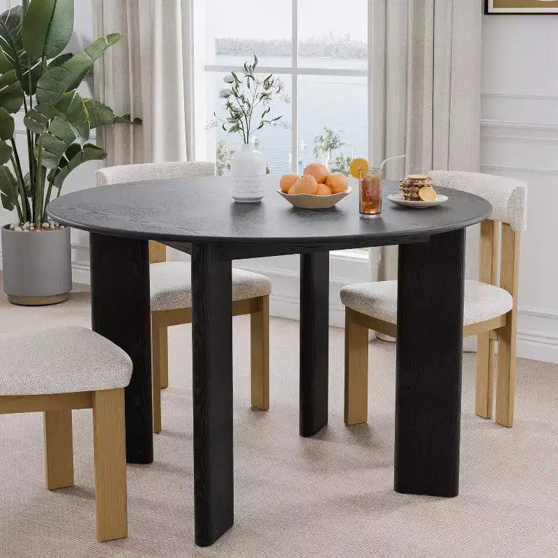 Tavolo da pranzo rotondo in legno da 45 pollici per 4 persone, tavolo da cucina e sala da pranzo moderno in stile rustico
