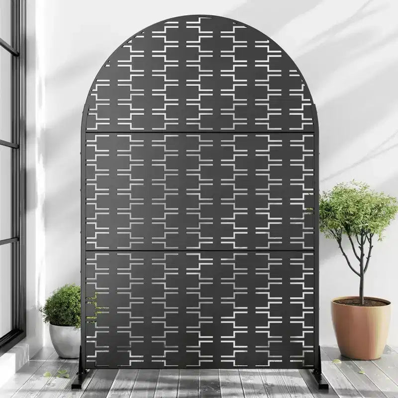 Divisorio Pieghevole Brick 01 Nero Arco Lamiera Zincata 72x47x16in Set da 3 Pezzi