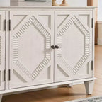 Credenza a buffet Mid Century, mobile credenza con 4 ante e 4 ripiani, mobile contenitore per soggiorno, ingresso, ufficio
