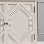 Credenza a buffet Mid Century, mobile credenza con 4 ante e 4 ripiani, mobile contenitore per soggiorno, ingresso, ufficio