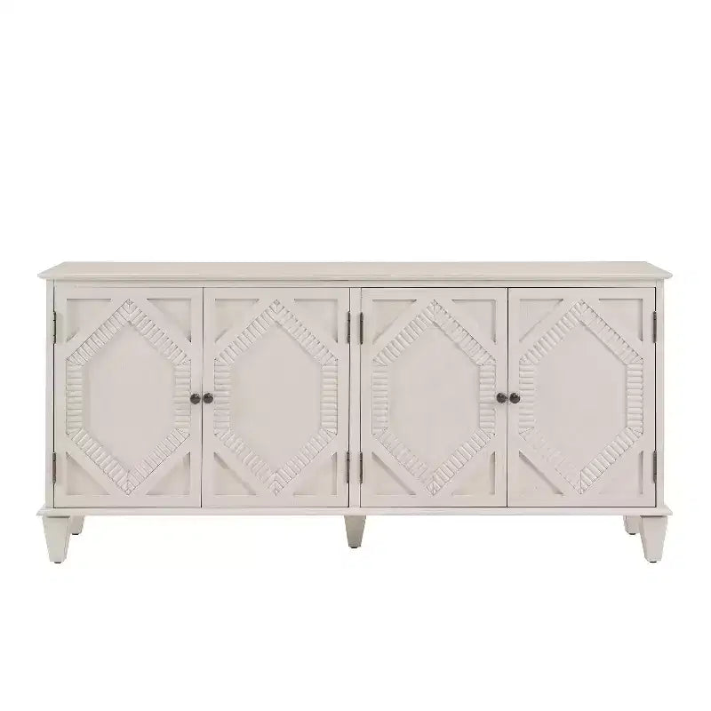Credenza a buffet Mid Century, mobile credenza con 4 ante e 4 ripiani, mobile contenitore per soggiorno, ingresso, ufficio