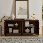 Credenza a buffet Mid Century, mobile credenza con 4 ante e 4 ripiani, mobile contenitore per soggiorno, ingresso, ufficio