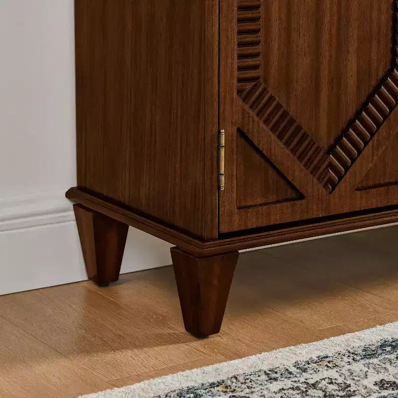 Credenza a buffet Mid Century, mobile credenza con 4 ante e 4 ripiani, mobile contenitore per soggiorno, ingresso, ufficio