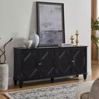 Credenza a buffet Mid Century, mobile credenza con 4 ante e 4 ripiani, mobile contenitore per soggiorno, ingresso, ufficio