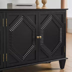 Credenza a buffet Mid Century, mobile credenza con 4 ante e 4 ripiani, mobile contenitore per soggiorno, ingresso, ufficio