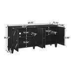 Credenza a buffet Mid Century, mobile credenza con 4 ante e 4 ripiani, mobile contenitore per soggiorno, ingresso, ufficio
