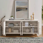 Credenza a buffet Mid Century, mobile credenza con 4 ante e 4 ripiani, mobile contenitore per soggiorno, ingresso, ufficio