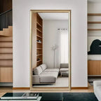 Okak 70*32in Elegent Full Length Mirror with Wooden Frame, 5mm Standing Mirror with Hanging Hole, Wall Mirror for Living Room, Dressing Room