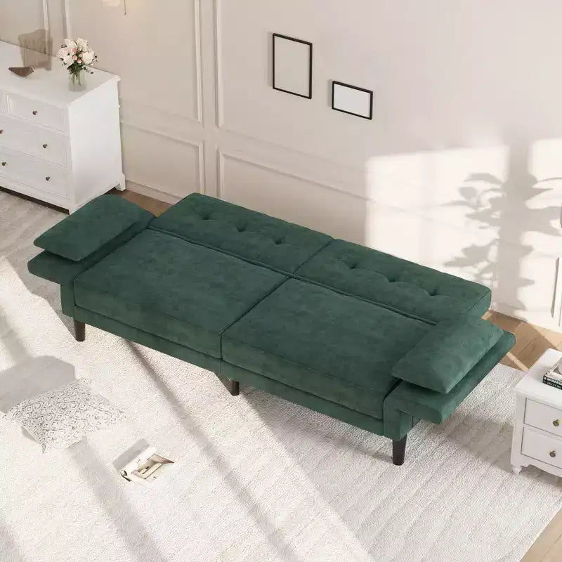 89 Moderno Divano Letto con 2 Cuscini, in ciniglia Imbottita, Divano Letto Futon con Schienale Regolabile, Divano Letto con Seduta Profonda per Soggiorno e Appartamento