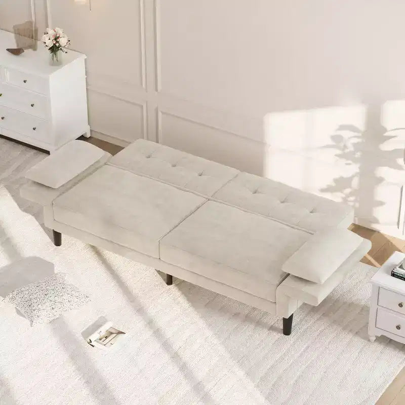 89 Moderno Divano Letto con 2 Cuscini, in ciniglia Imbottita, Divano Letto Futon con Schienale Regolabile, Divano Letto con Seduta Profonda per Soggiorno e Appartamento