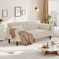 89 Modern Sofa Bed with 2 Pillows Upholstered Chenille Futon Sofa Bed with Adjustable Backrest Deep Seat Sofa Bed for Living Room Apartment