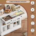 35.4 Mobile credenza moderno bianco - Credenza con ante in vetro e cassetti contenitore per sala da pranzo e cucina