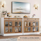 35.4 Mobile credenza moderno bianco - Credenza con ante in vetro e cassetti contenitore per sala da pranzo e cucina