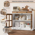 35.4 Mobile credenza moderno bianco - Credenza con ante in vetro e cassetti contenitore per sala da pranzo e cucina