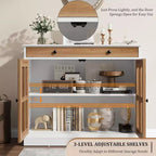35.4 Mobile credenza moderno bianco - Credenza con ante in vetro e cassetti contenitore per sala da pranzo e cucina