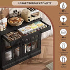 35.4 Mobile credenza moderno bianco - Credenza con ante in vetro e cassetti contenitore per sala da pranzo e cucina