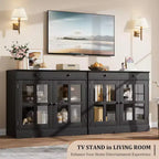 35.4 Mobile credenza moderno bianco - Credenza con ante in vetro e cassetti contenitore per sala da pranzo e cucina