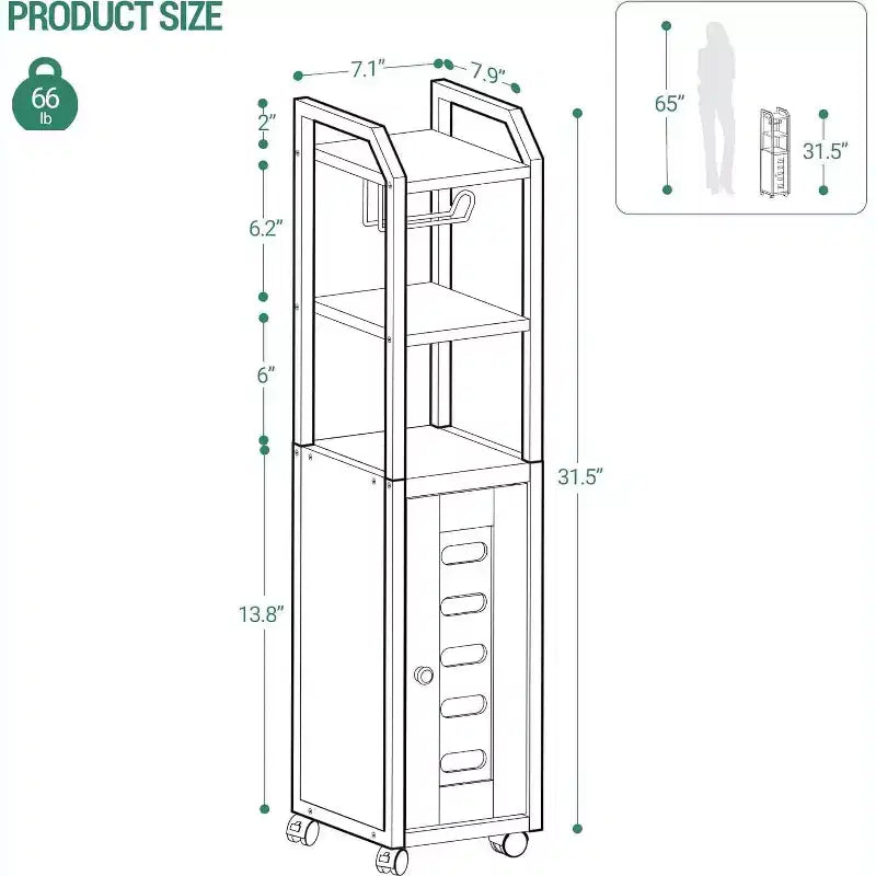 Armadietto da bagno - Mobiletto per carta igienica, Piccolo portarotoli con 4 ruote