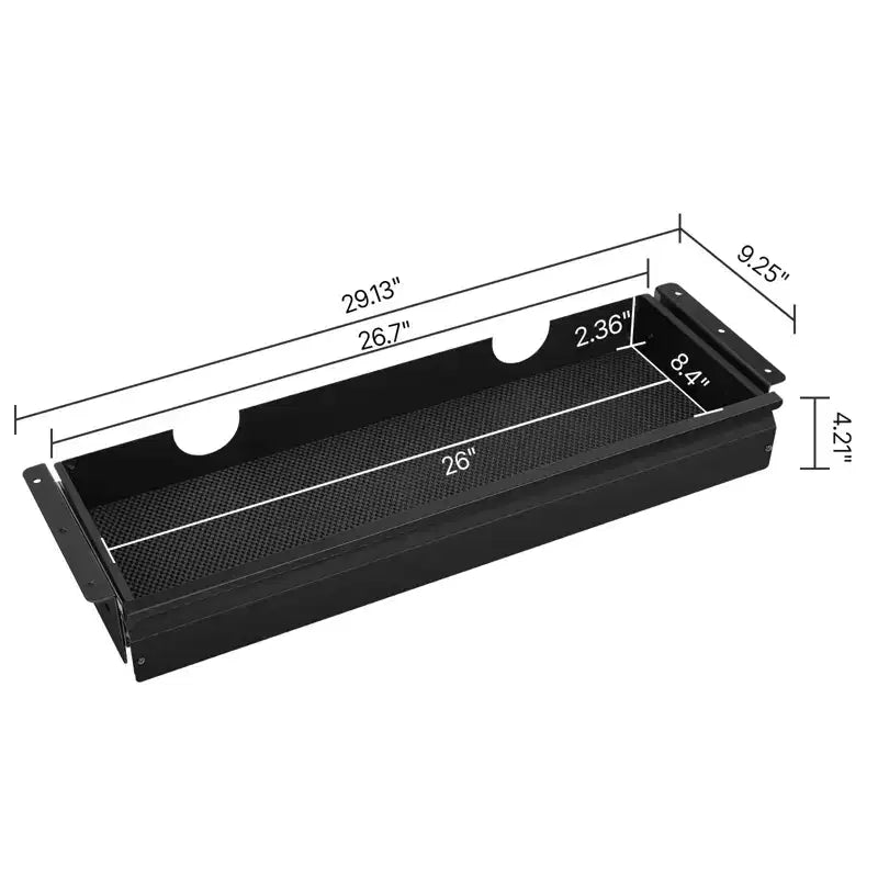 Cassetto scorrevole da 26 pollici per montaggio sotto la scrivania, attacco cassetto estraibile montato sotto la scrivania, organizer portaoggetti nascosto da scrivania, 29x9x4 pollici, nero