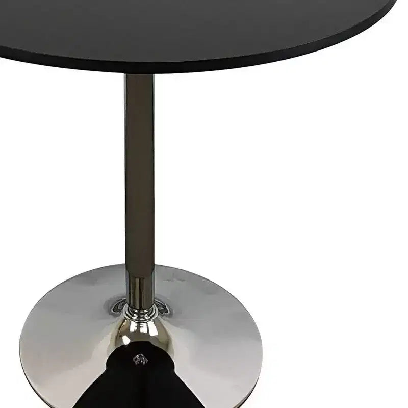 Tavolo da pranzo con piano rotondo con base a piedistallo in legno nero e argento e metallo da 36 pollici