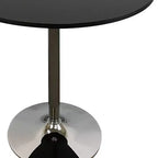 Tavolo da pranzo con piano rotondo con base a piedistallo in legno nero e argento e metallo da 36 pollici
