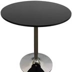 Tavolo da pranzo con piano rotondo con base a piedistallo in legno nero e argento e metallo da 36 pollici