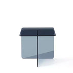 HomeRoots 16 Smoky Black Glass Square Cross Legs End Table