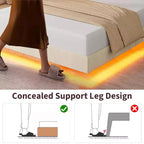Struttura letto sospesa, Letto a piattaforma imbottito, Testiera e design con bottoni trapuntati, Supporto con doghe in metallo, Non è necessario il box spring