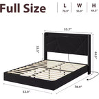 Struttura letto sospesa, Letto a piattaforma imbottito, Testiera e design con bottoni trapuntati, Supporto con doghe in metallo, Non è necessario il box spring