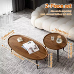 Set di 2 tavolini da caffè moderni, set di tavolini da caffè a incastro da 80 + 48 cm, tavolino da cocktail in legno, tavolino d'appoggio per soggiorno, camera da letto, ufficio