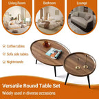 Set di 2 tavolini da caffè moderni, set di tavolini da caffè a incastro da 80 + 48 cm, tavolino da cocktail in legno, tavolino d'appoggio per soggiorno, camera da letto, ufficio