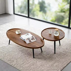 Set di 2 tavolini da caffè moderni, set di tavolini da caffè a incastro da 80 + 48 cm, tavolino da cocktail in legno, tavolino d'appoggio per soggiorno, camera da letto, ufficio